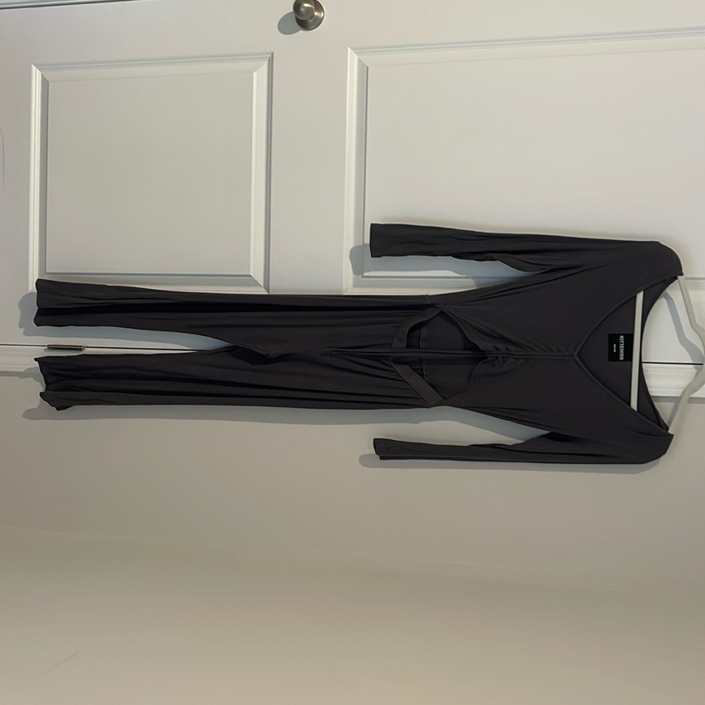 Kittenish by Jessie James Decker Grey Ribbed Knit Essential Cut Out Jumpsuit